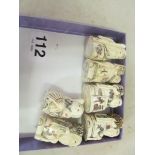 Six bone netsuke figures