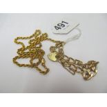 A 9ct gold twist link chain and a 9ct bracelet with padlock clasp