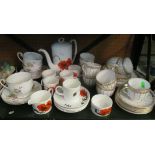 A Wedgwood Susie Cooper design Corn Poppy part coffee set (spout a/f), white and gilt teaware and