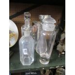 An Orrefors Swedish glass decanter and other decanters