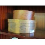 Two vintage Scandinavian birch bark oval boxes