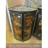 A 19th Century black lacquer corner cabinet