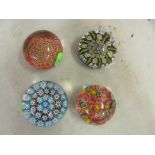 Four millifiori paperweights