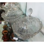 A pair small cut glass tureens