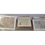 Three map prints unframed; Sicily, United Kingdom and Arabia
