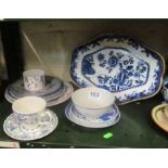 A Copeland blue and white dish and other blue and white