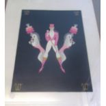 After Erte - a signed print study of a ringmaster flanked by two stylized horses