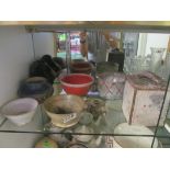Seven items of studio pottery.