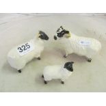 Three Beswick black faced sheep (all boxed)