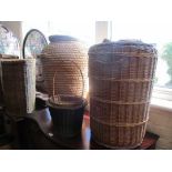 Two Aladdins wicker baskets and other wicker items