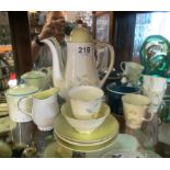 Two Susie Cooper lidded sugar boxes together with Wild Rose pattern 1950s coffee set for four.