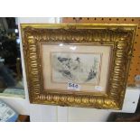 A French circa 1890 chromolitho in ebonized frame