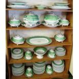 A comprehensive set 19th Century green china with plates, tureens, platters etc pattern 3372 star