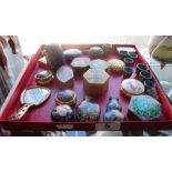 Various Cloisonné, boxes, scent bottle and small bowl