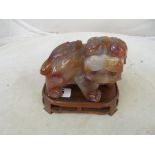 An agate carved temple dog