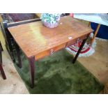 A mahogany side table with two drawers