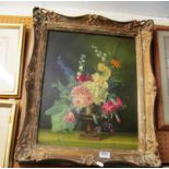 PETER F. FULLER - oil on board still life vase of flowers, signed and dated 1953 framed