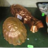 Four copper jelly moulds