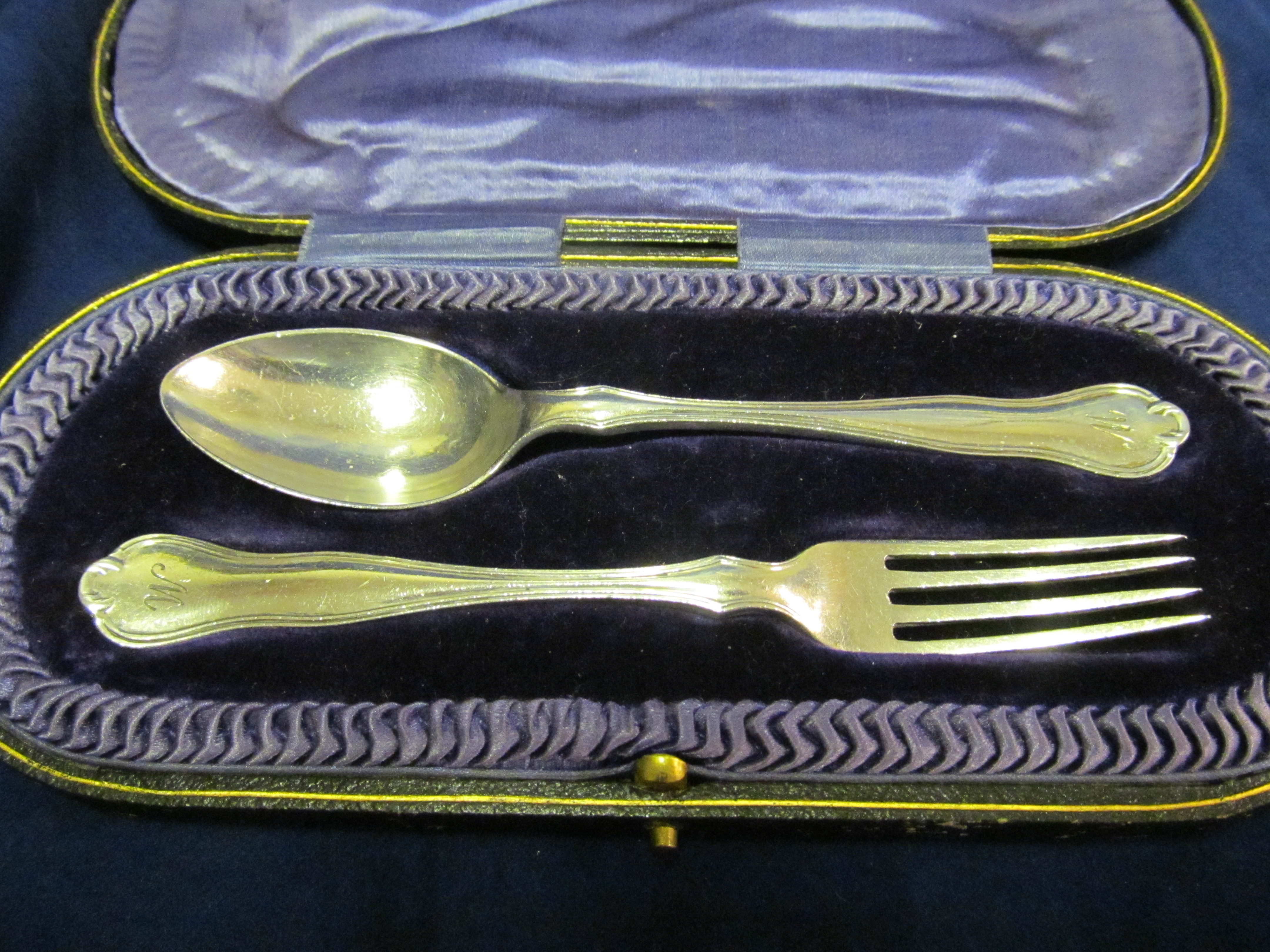 A silver Christening set