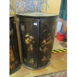 A 19th Century black lacquer corner cabinet