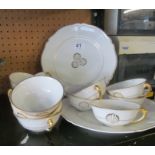 A Limoges Cristofle edition part teaset white and gilt shell pattern