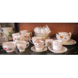 Some floral coffee cups and saucers and other floral teaware