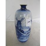 A blue and white Delft vase windmill scene