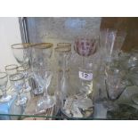 Various gilt rim and other glass