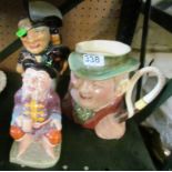 A Beswick character jug Tony Weller, Shorter Long John Silver and a Melba Ware toby jug