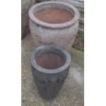 Two smaller ali baba style garden urns