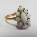 A 9ct gold cluster ring and 9ct opal cluster ring