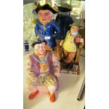 A musical pottery toby jug Long John Silver, Tony Weller figure and Melba ware Henry VIII jug