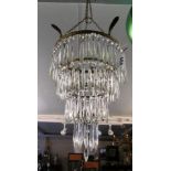 A glass waterfall chandelier