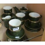 An Apilco ware teapot and a coffee set eight cups, seven saucers and milk jug