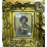 A Victorian print lady reading a letter in ornate gilt frame