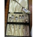 Six silver coffee spoons and another spoon