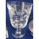 A Webbs crystal 1953 Coronation vase engraved roses