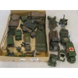 Various Dinky army vehicles playworn