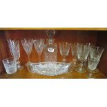 Two Edinburgh crystal glasses, five wines, two Stuart crystal wines and other glass
