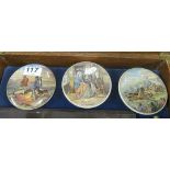 Three pot lids Persuasian, Horse racing and Game Bag