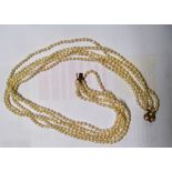 A five strand pearl necklace