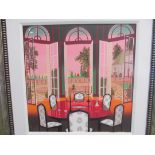 FRANCOIS LEDAN FANCH - a giclee on canvas with hand embellishment 'Aperitif au Chateau' EA 73/75