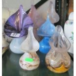 Various glass tulip shaped vases