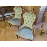A pair of chairs and Victorian button chair