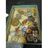 Various badges and coins