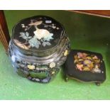 A small footstool and an oriental table (a/f)