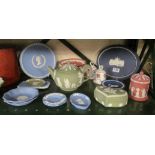 Wedgwood jasperware Royal Pavilion plate, other jasper ware and two commemorative bells