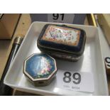 A cloisonné octagonal box and an enamel box