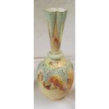 A Worcester vase pierced design bird and spiders webb marked Royal china works Worcester