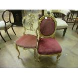 A gilt ladies chair and ballroom chair